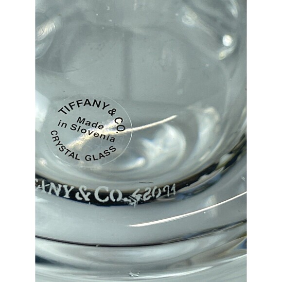 Tiffany & Co Modern Bamboo Decanter with 2 Wine Glasses Clear Glass Crystal Set - Picture 9 of 10